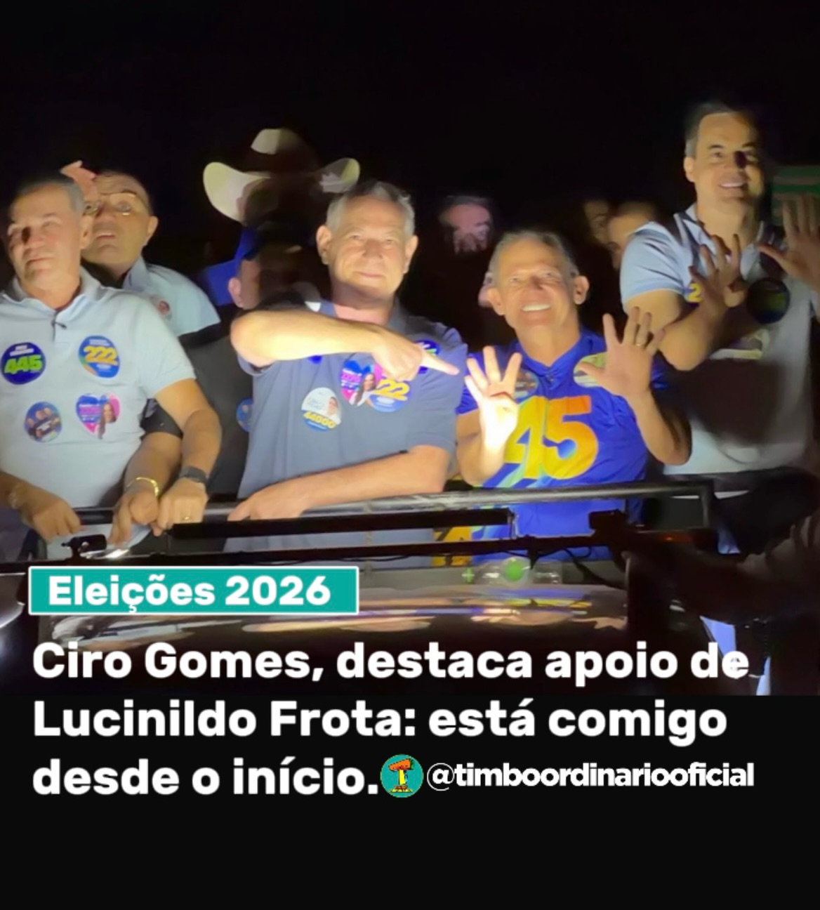 Ciro Gomes destaca apoio de Lucinildo Frota durante carreata em Guaraciaba do Norte